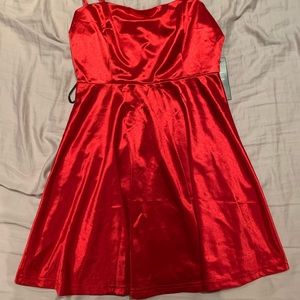 Lulus With the Best Red Satin Skater Dress